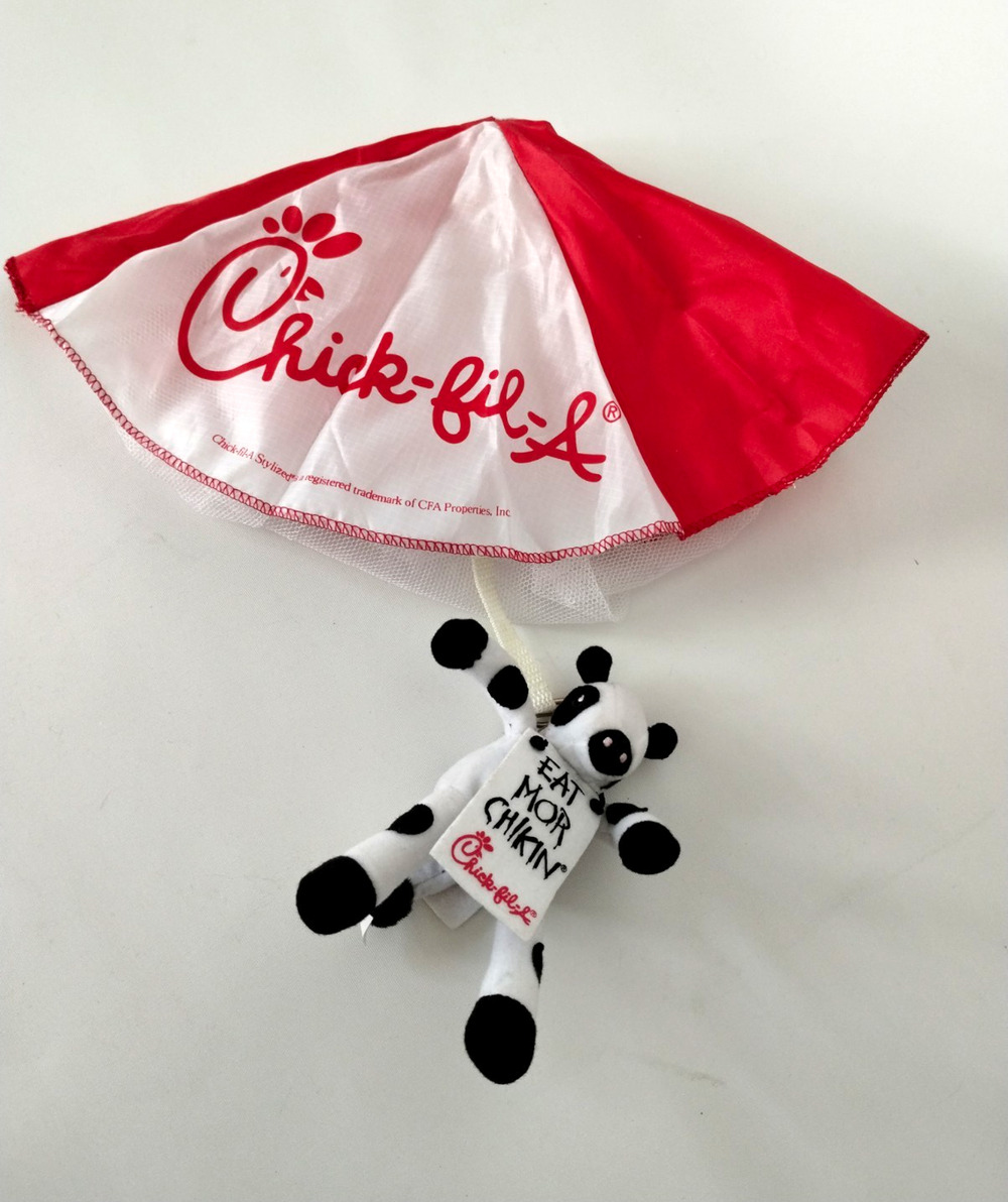 Chick-fil-A Eat Mor Chikin Cow Plush w/ Parachute Vintage 2002